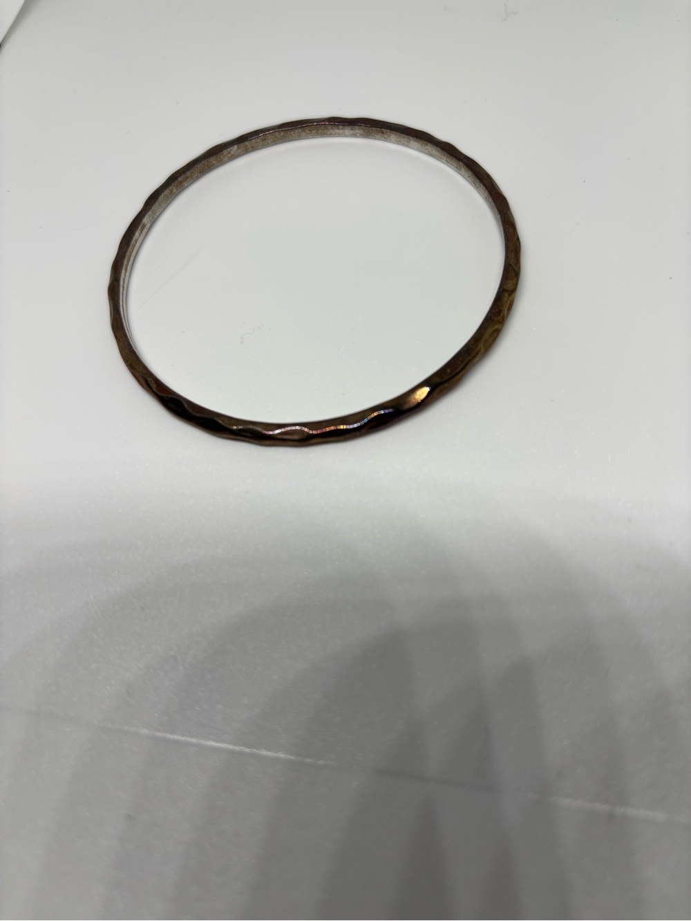 Classic Women's Thin Hammered Bangle Bracelet in Brown